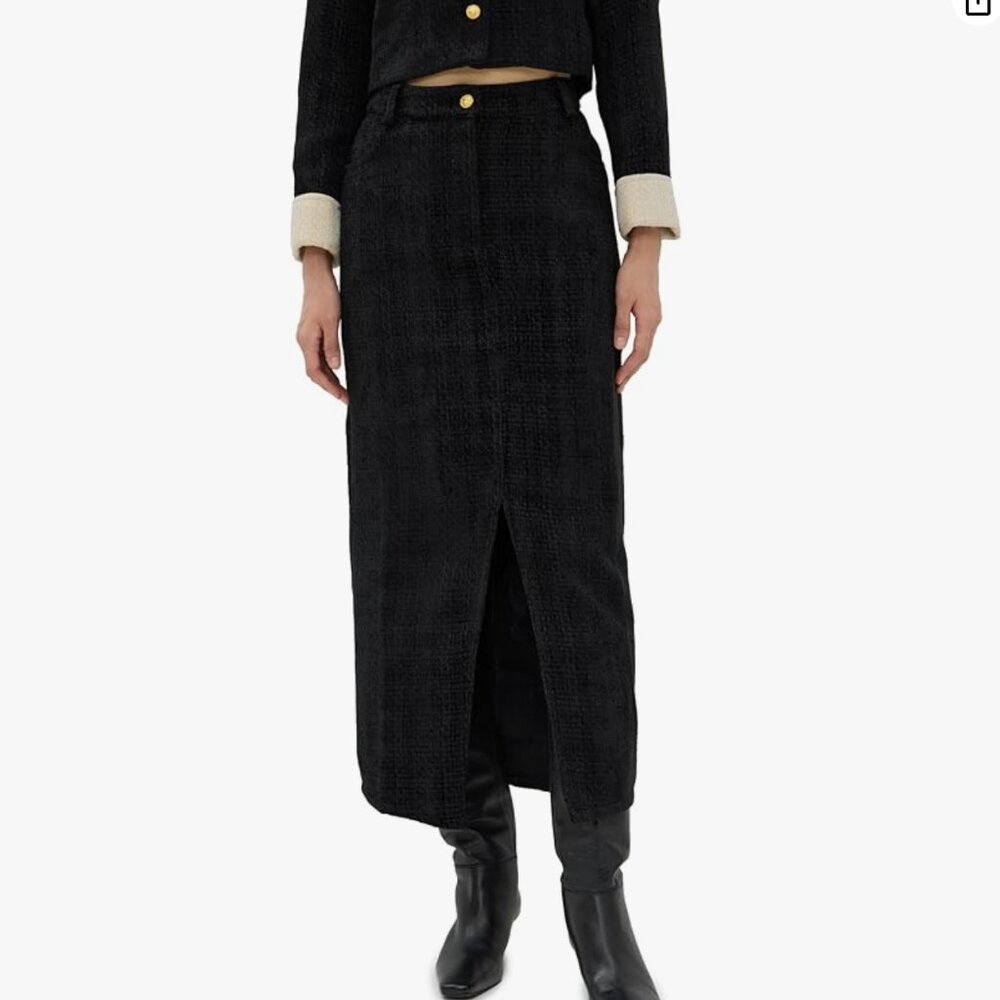 MOON RIVER Front Slit Maxi Skirt